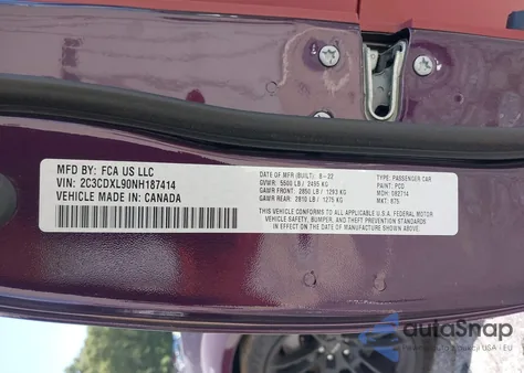 2022 Dodge Charger Srt Hellcat Widebody from USA, damaged, VIN 2C3CDXL90NH187414